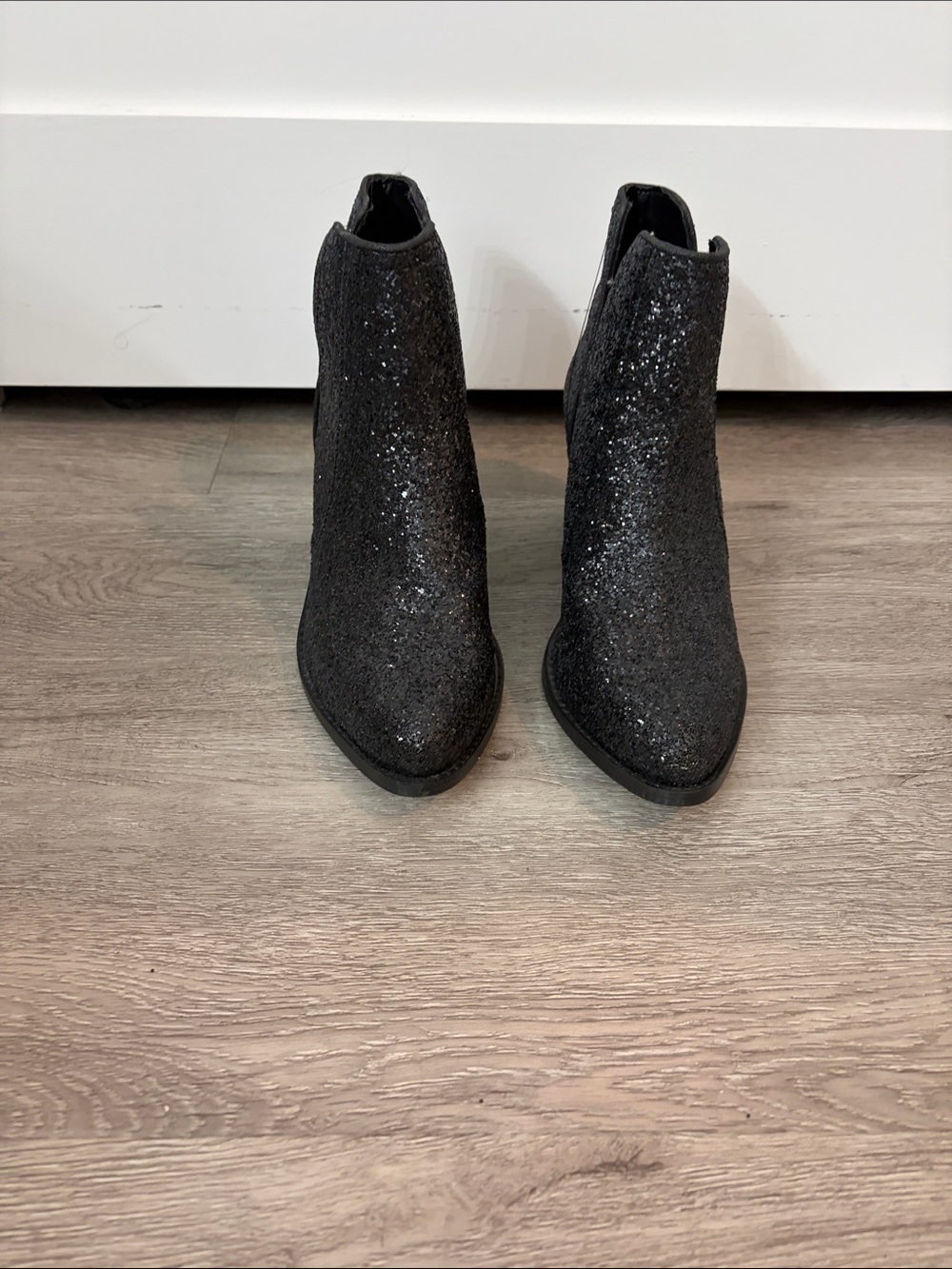 Not Rated Black Glitter Ankle Booties size 9